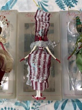 Rare Vintage Russ Berrie Belles de Noel Ornament Collection 4 Pc Set